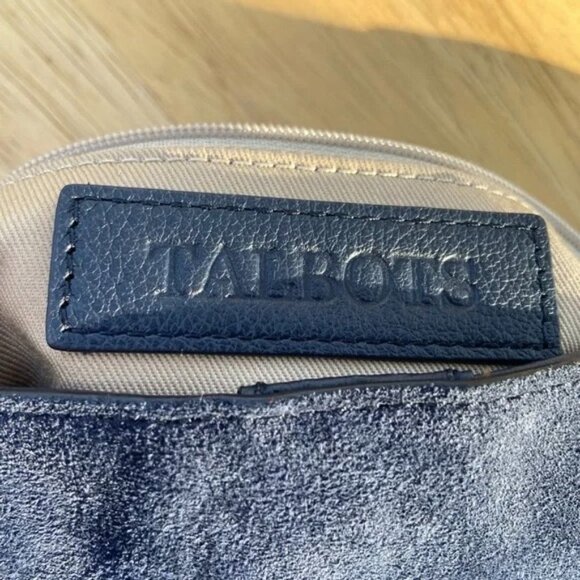 Talbots Shoulder Bag Navy Leather and Suede With Gold Detail & Leather Tassel - Picture 9 of 9